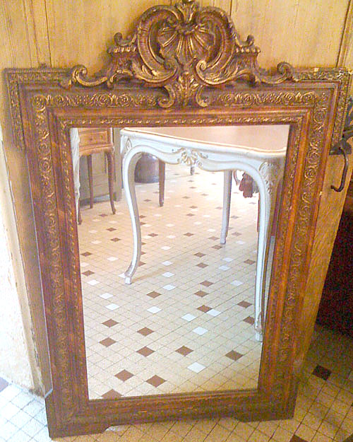 french antique crested mirror